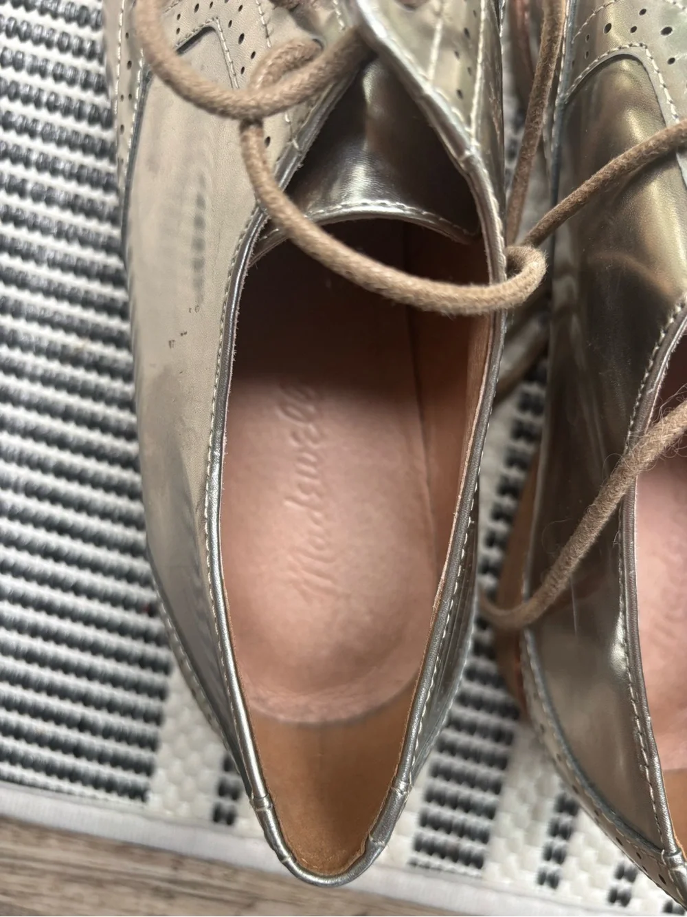 Madewell Metallic Silver Women's Oxford Lace-Up Shoes